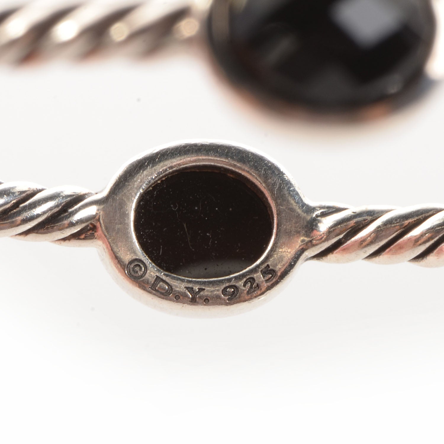 David Yurman Sterling Silver Black Onyx 3mm Color Classics Four Station Bangle Bracelet 3 of 5