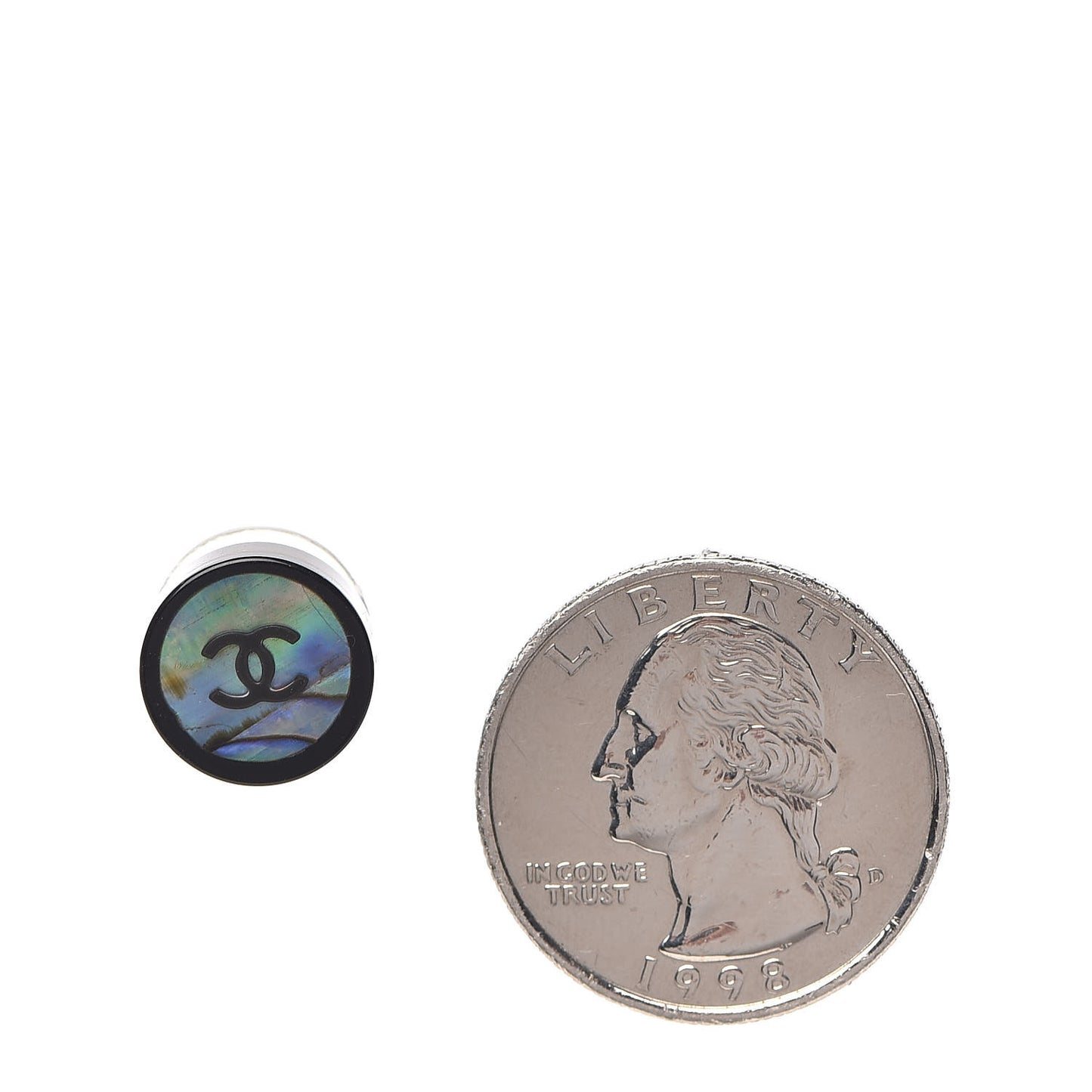 Resin Abalone CC Stud Earrings Black