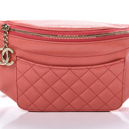 Chanel Crumpled Glazed Lambskin Quilted Waist Bag Fanny Pack Pink 7 of 12