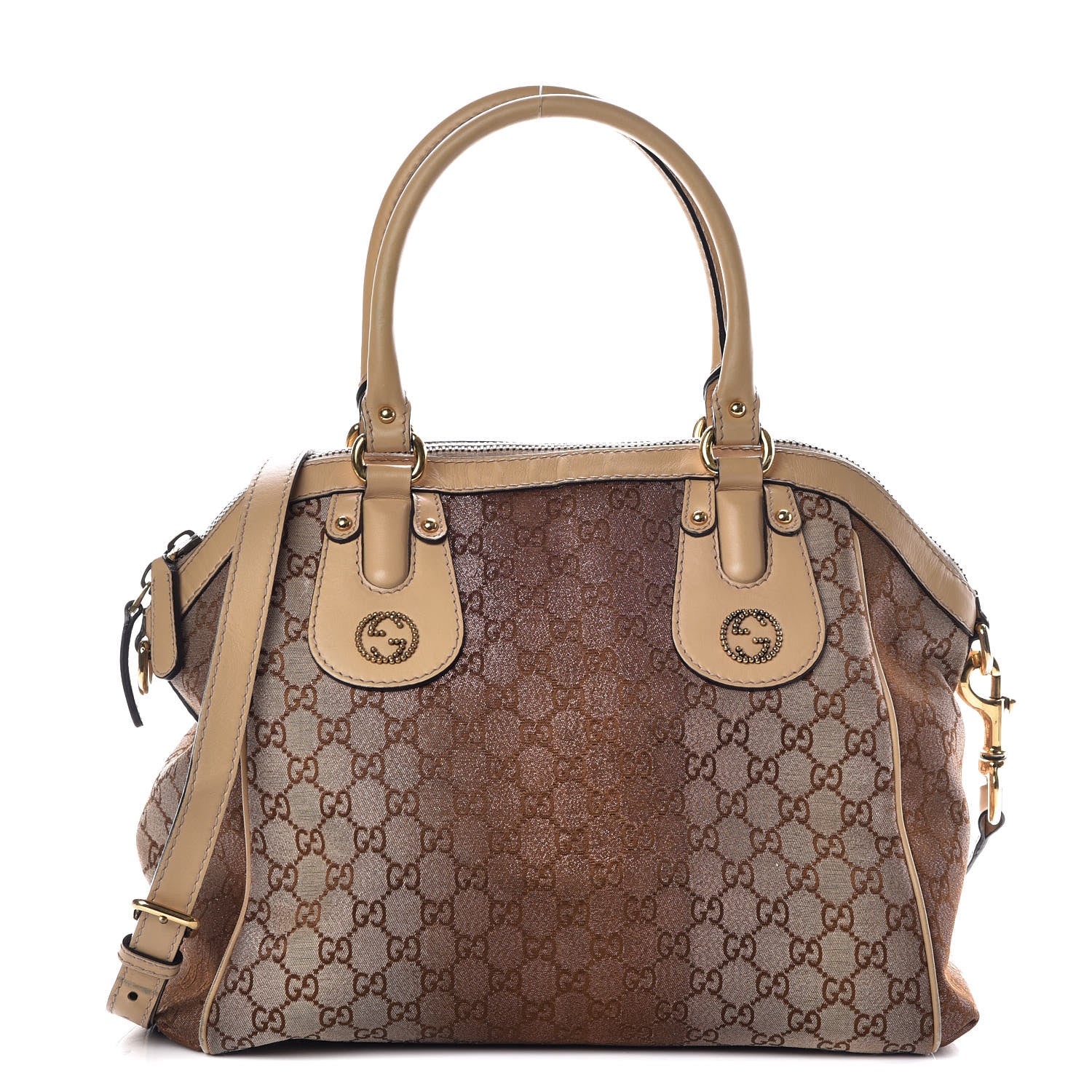 Gucci Monogram Lurex Medium Scarlett Studded Interlocking G Top Handle Bag Bronze 1 of 21