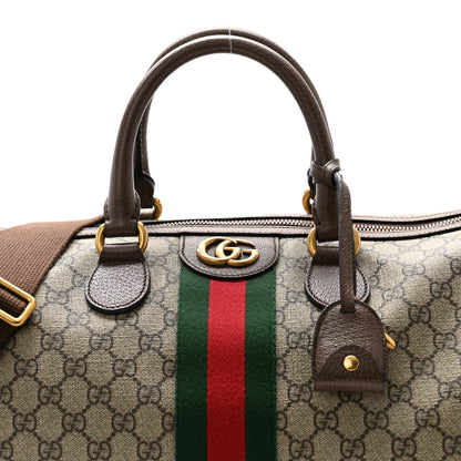 Gucci GG Supreme Monogram Textured Dollar Calfskin Web Large Savoy Duffle Bag Beige Ebony New Acero 7 of 10
