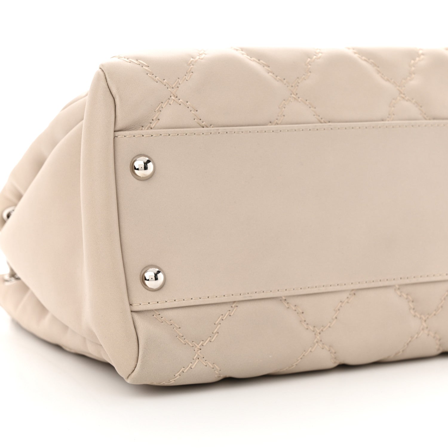 Chanel Calfskin Double Stitch Large Hamptons Flap Bag Beige 9 of 10