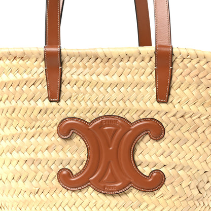 Celine Raffia Calfskin Triomphe Medium Panier Tan 7 of 9