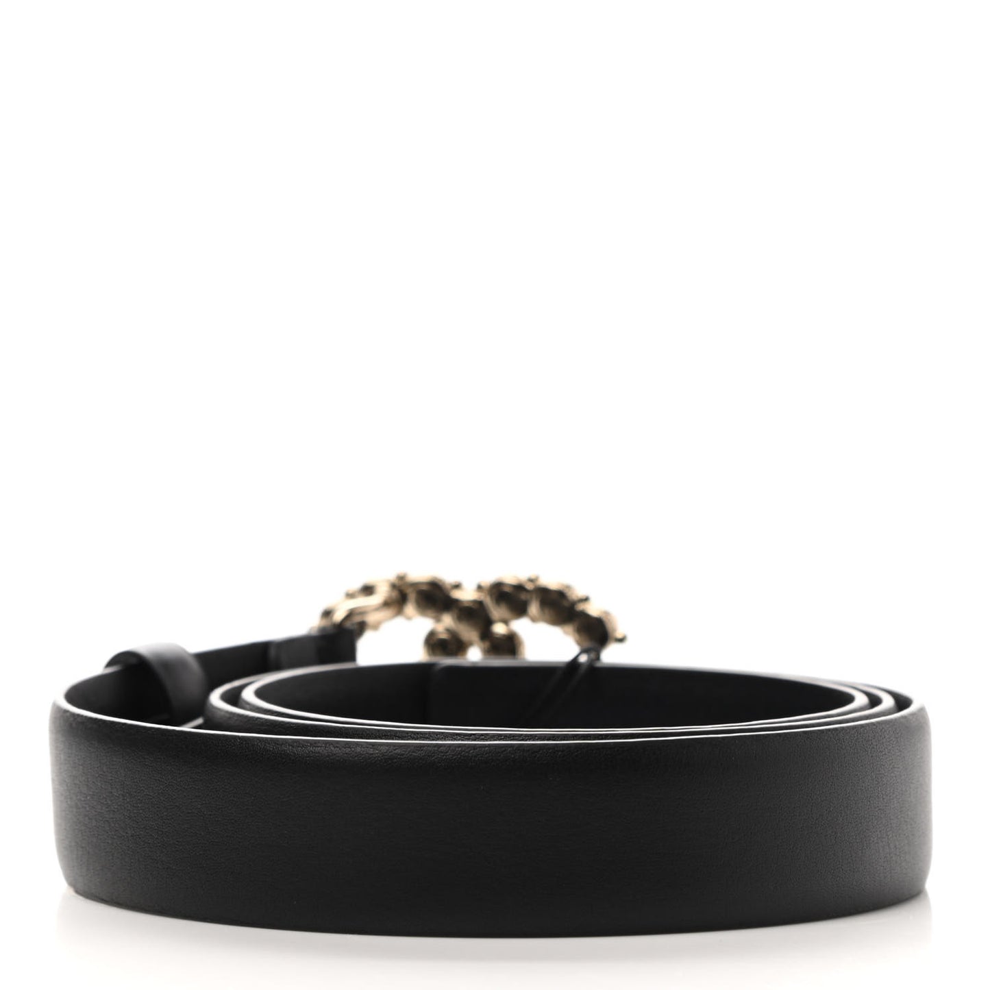 Calfskin Pearl Crystal CC Belt 80 32 Black