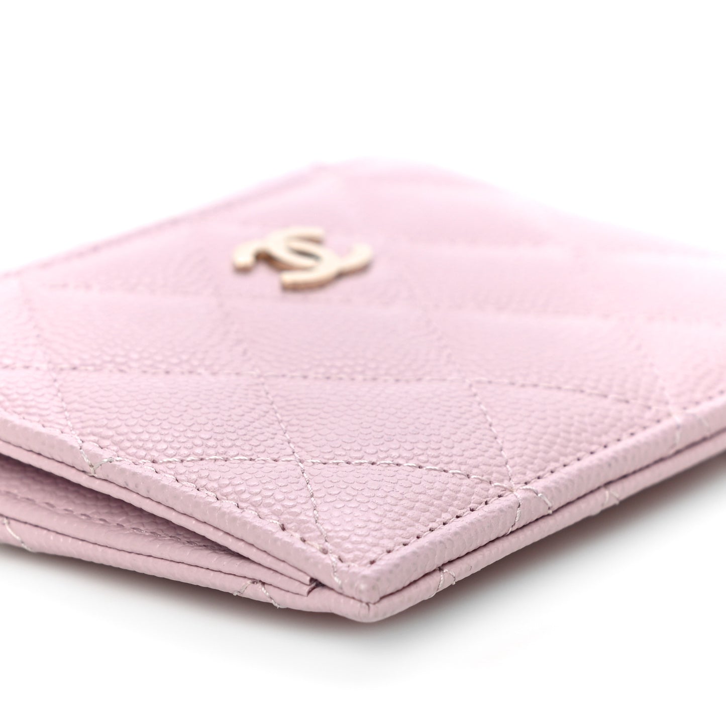 Caviar Quilted CC Zip Card Holder Light Pink