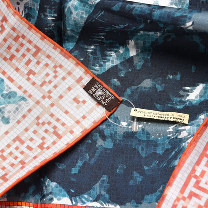 Hermes Silk A Beverly Hills Scarf 90 Orange Bleu Blanc 4 of 6