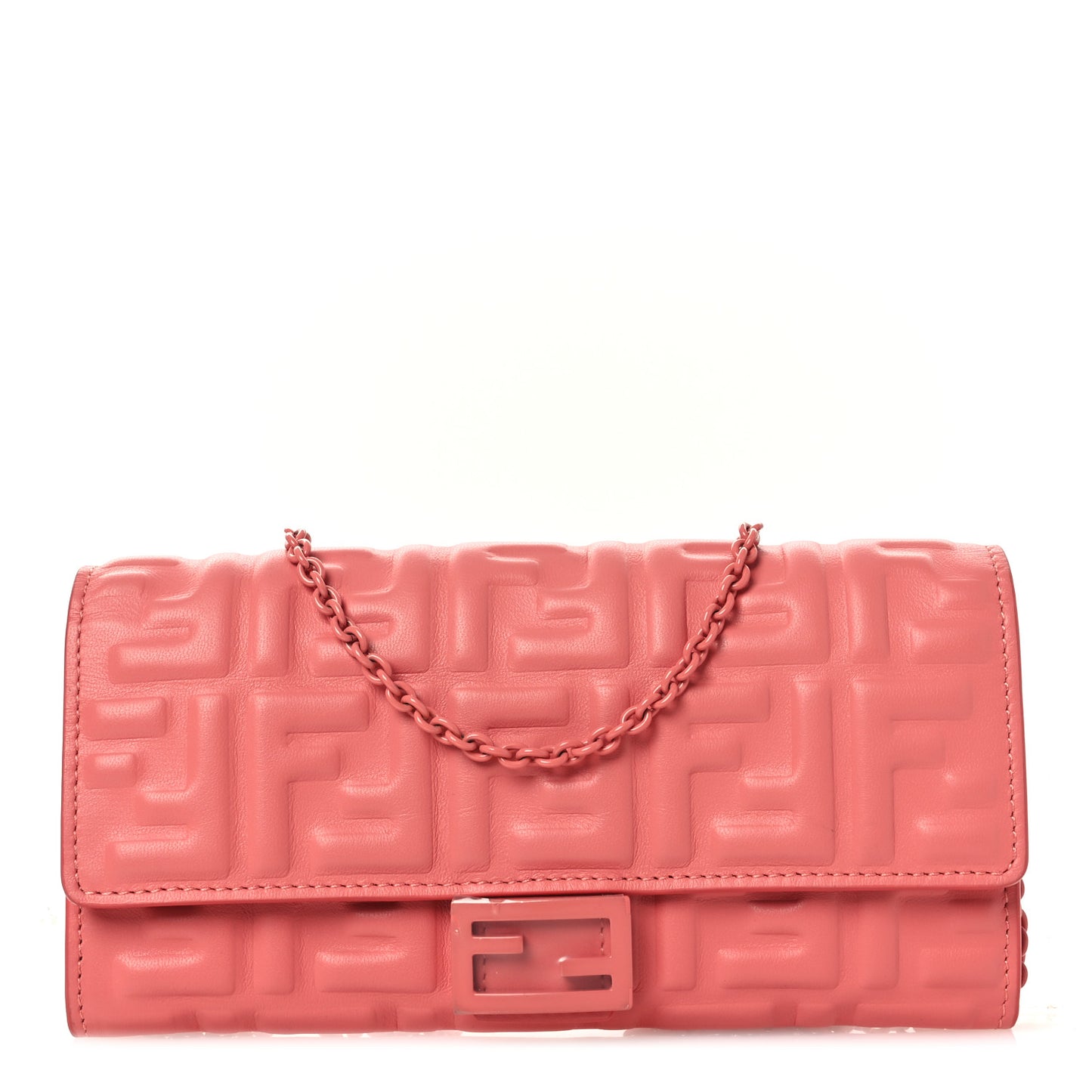 Nappa FF Embossed Continental Wallet On Chain Rosa Pesca