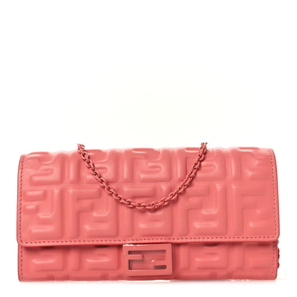 Fendi Nappa FF Embossed Continental Wallet On Chain Rosa Pesca 1 of 12