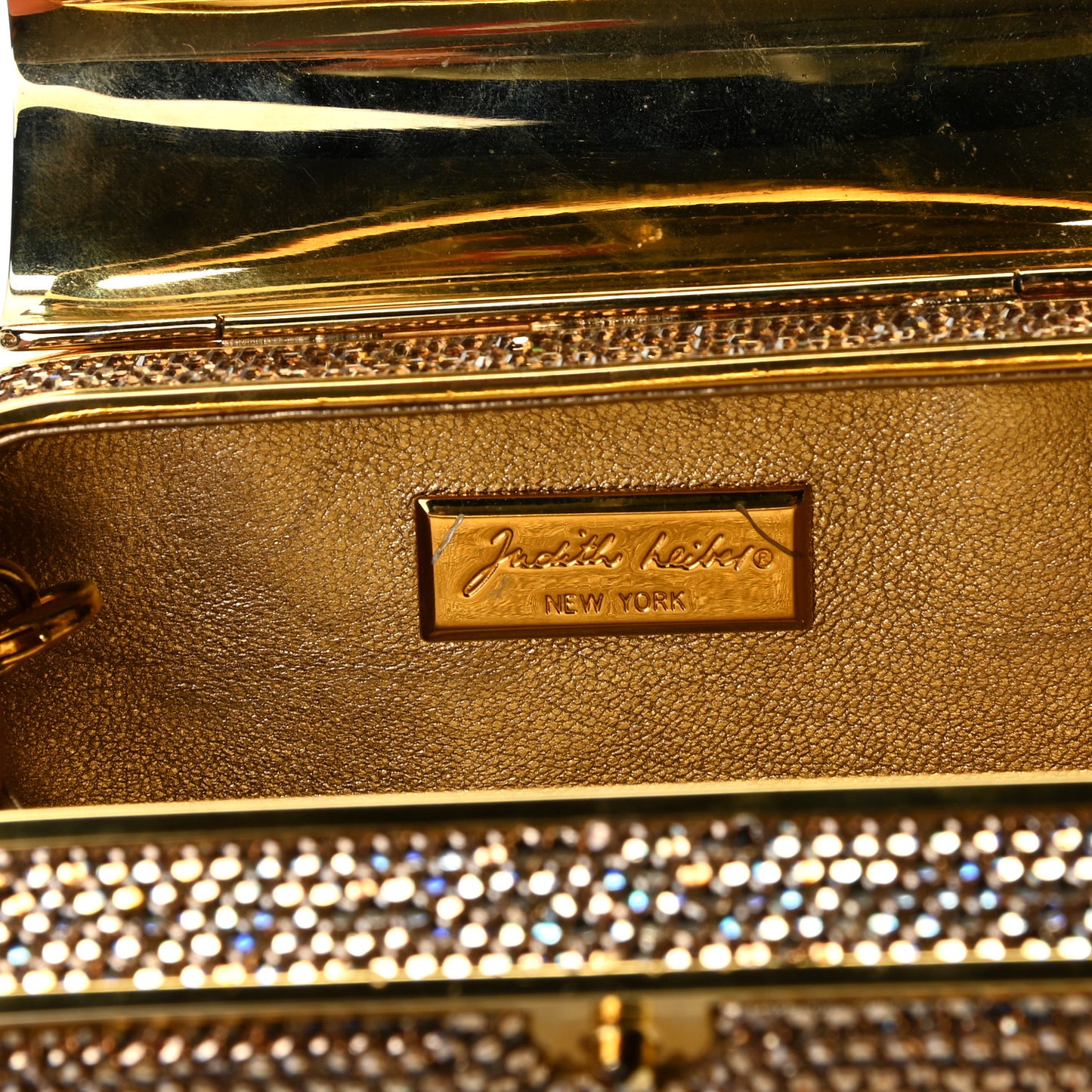 Swarovski Crystal Minaudiere Clutch Gold