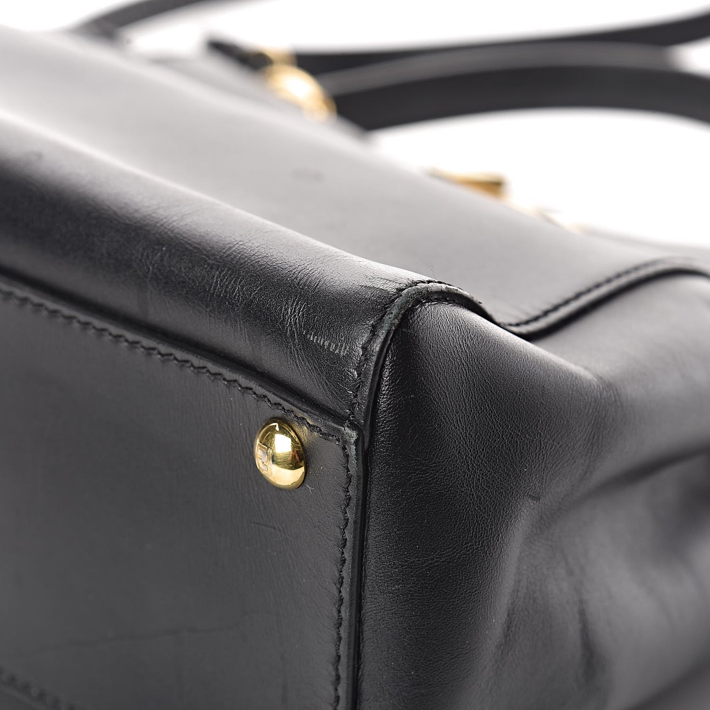 Vitello Morgan Shiny Nappa Medium Peekaboo Iconic Satchel Black