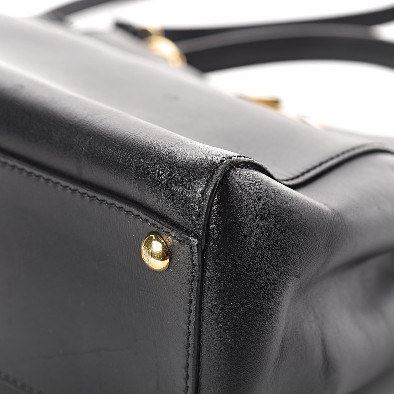 Fendi Vitello Morgan Shiny Nappa Medium Peekaboo Iconic Satchel Black 11 of 19