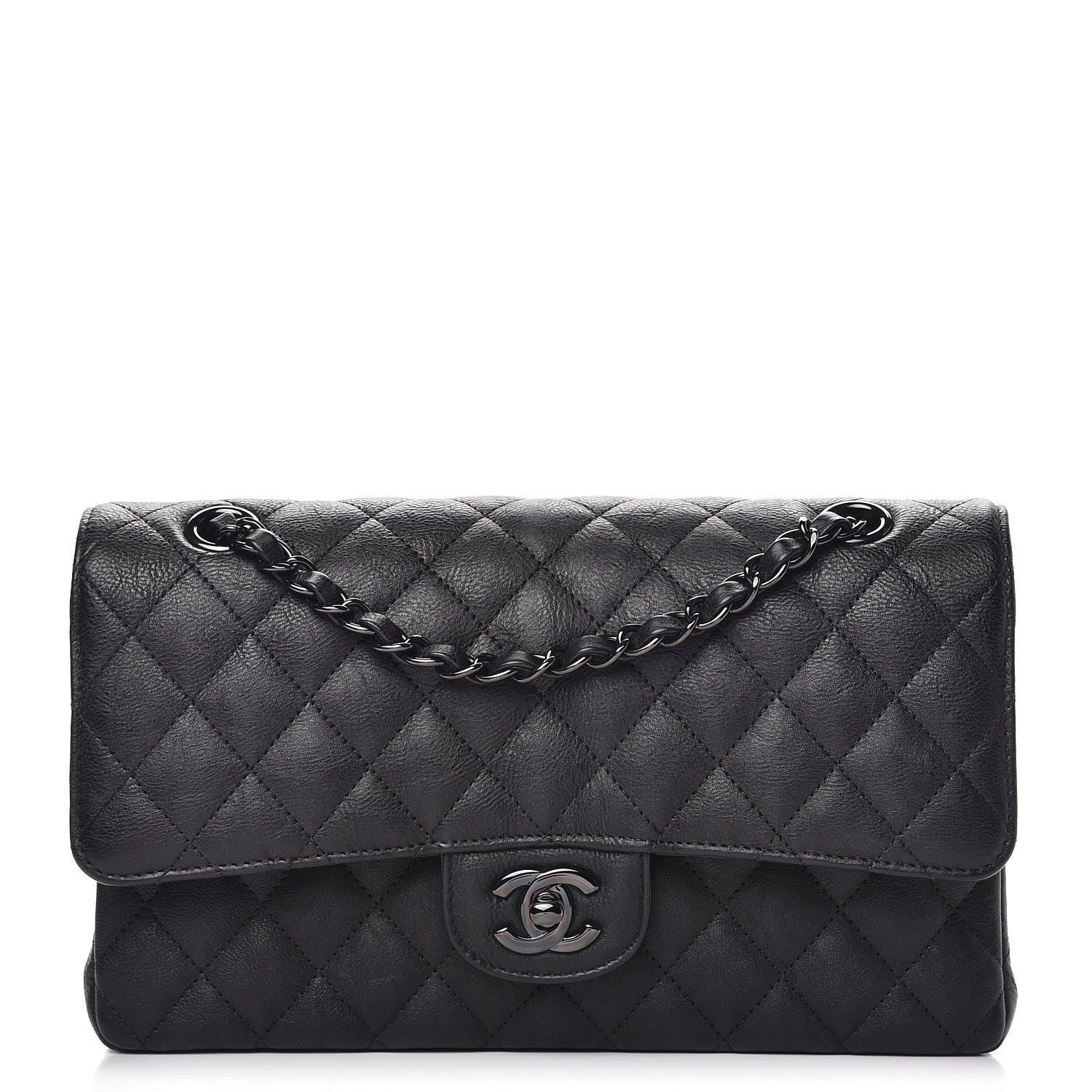 Chanel Crumpled Calfskin Quilted Medium Double Flap So Black 1 of 8