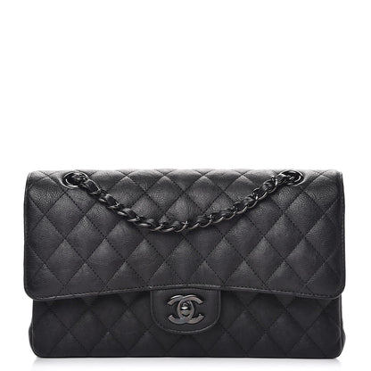 Chanel Crumpled Calfskin Quilted Medium Double Flap So Black 1 of 8