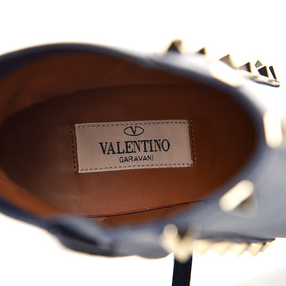 Valentino Garavani Calfskin Rockstud 85mm Ankle Booties 37 Pure Blue 7 of 9