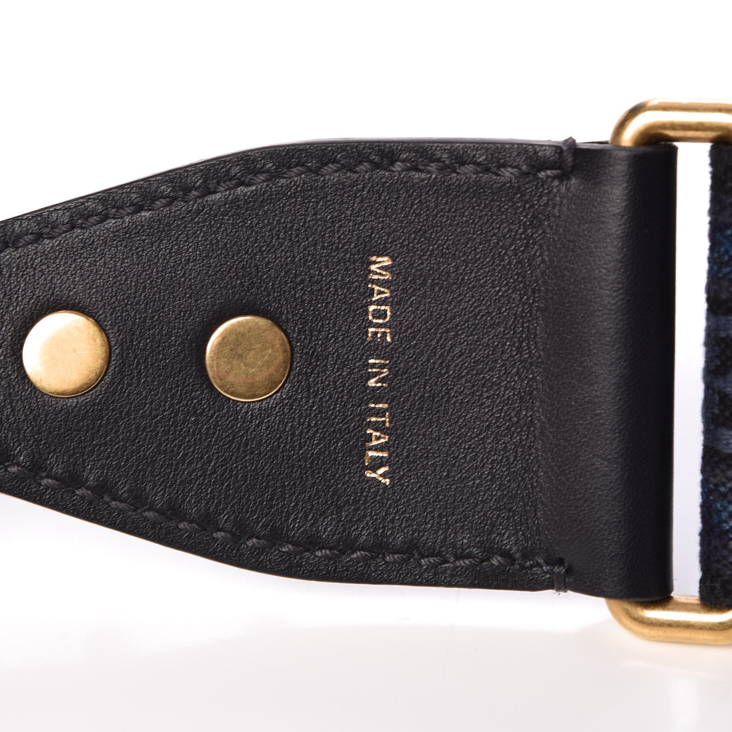 Christian Dior Canvas Embroidered Studded Bohemian Shoulder Strap Blue 4 of 5