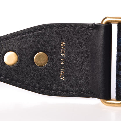 Christian Dior Canvas Embroidered Studded Bohemian Shoulder Strap Blue 4 of 5