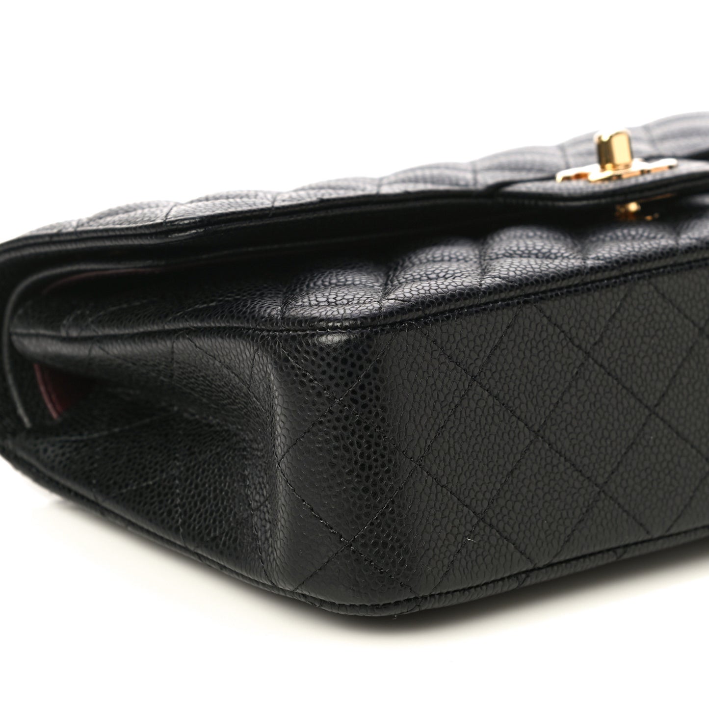 Caviar Quilted Medium Double Flap Black