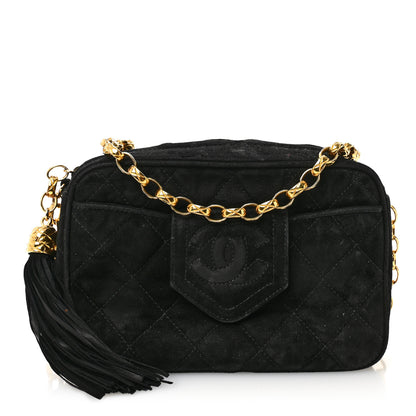 Chanel Suede Quilted CC Tassel Camera Case  Black 1 of 11
