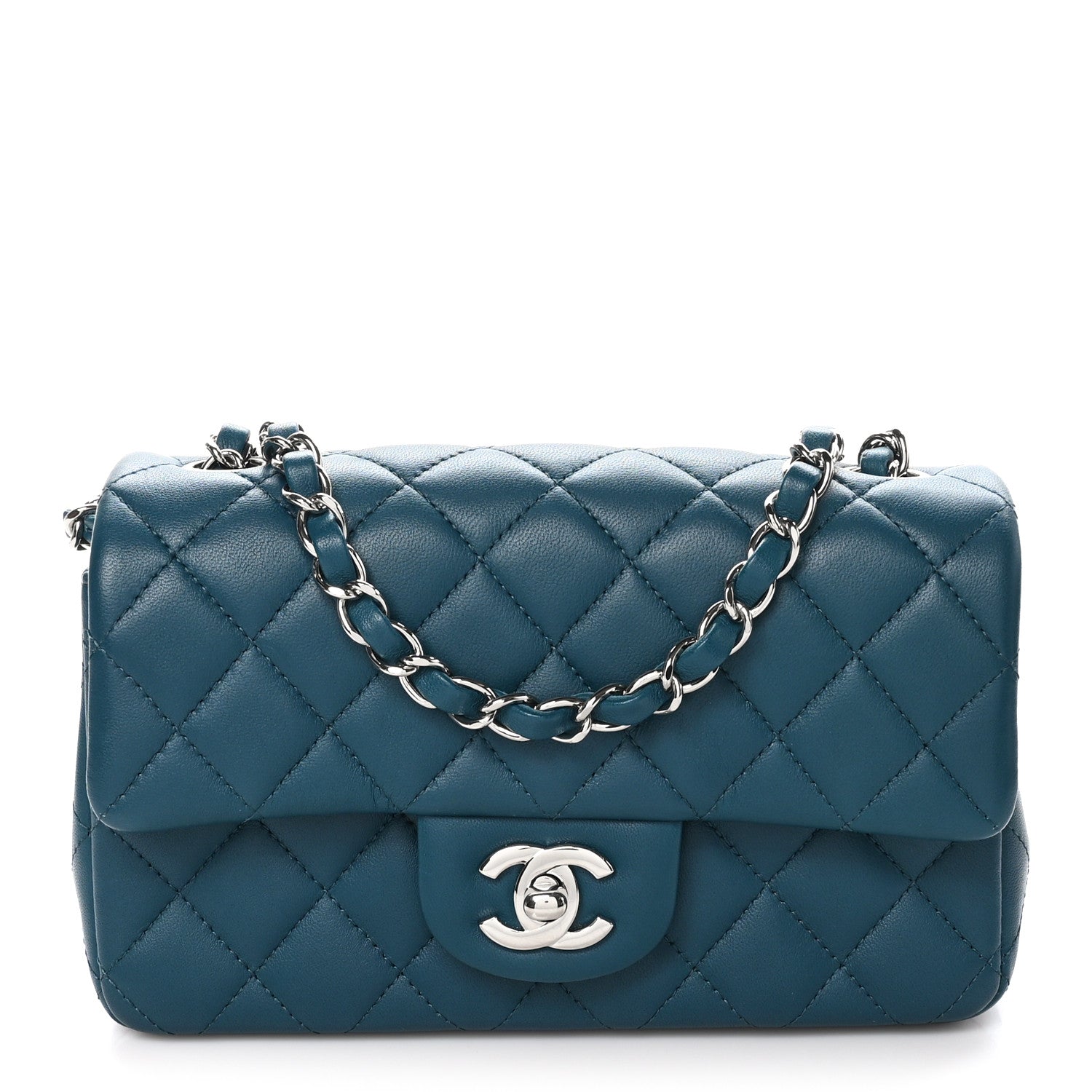 Chanel Lambskin Quilted Mini Rectangular Flap Dark Blue 1 of 12