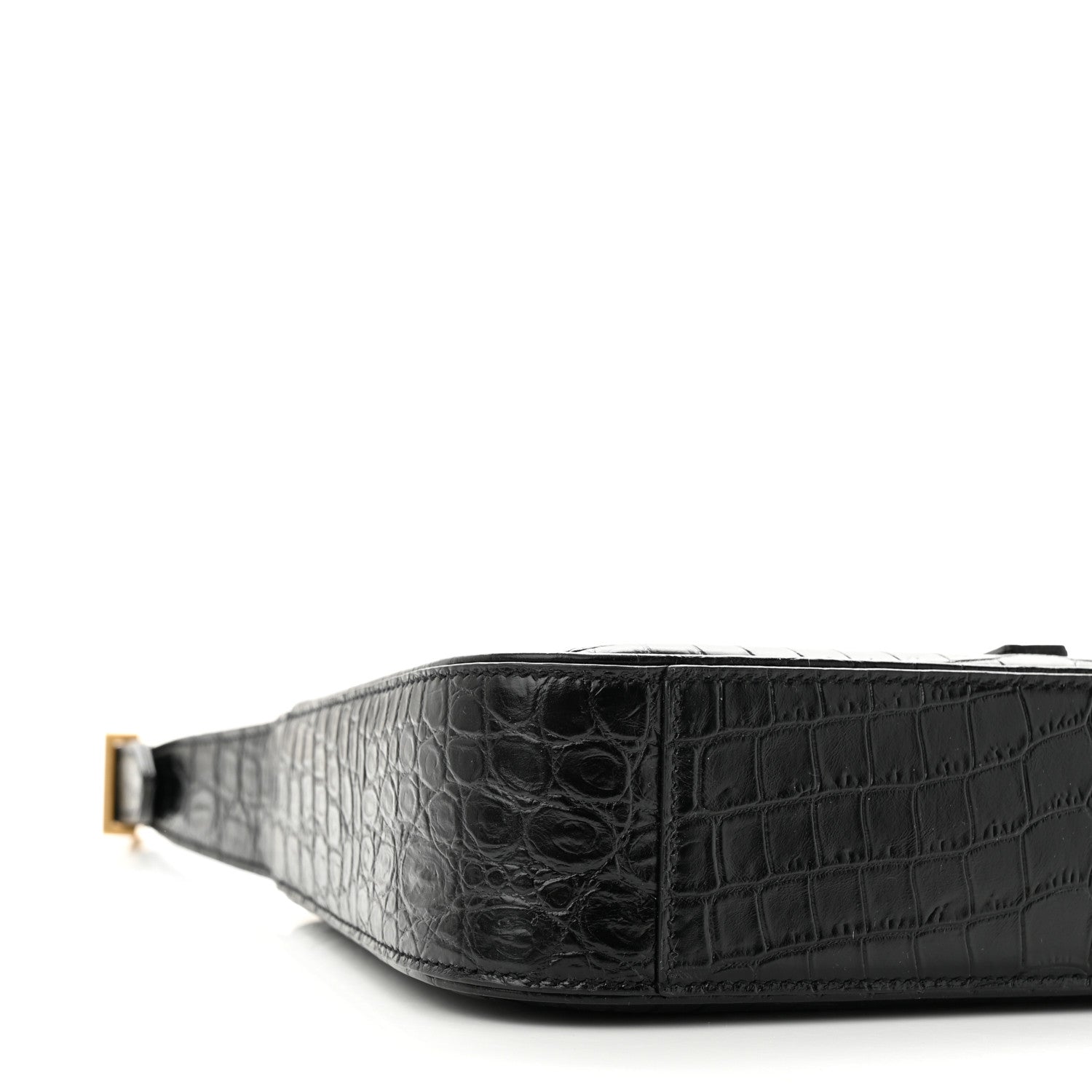 Saint Laurent Calfskin Crocodile Embossed LE 5 A 7 Hobo Black 8 of 9