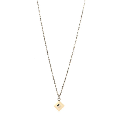 Hermes Palladium Plated Medor Folk Pendant Necklace White 1 of 6