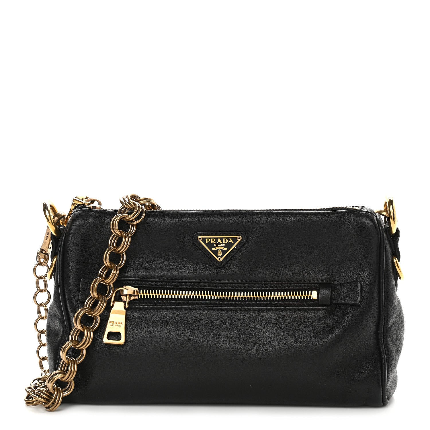 Prada Soft Calf Chain Shoulder Bag Black 1 of 9