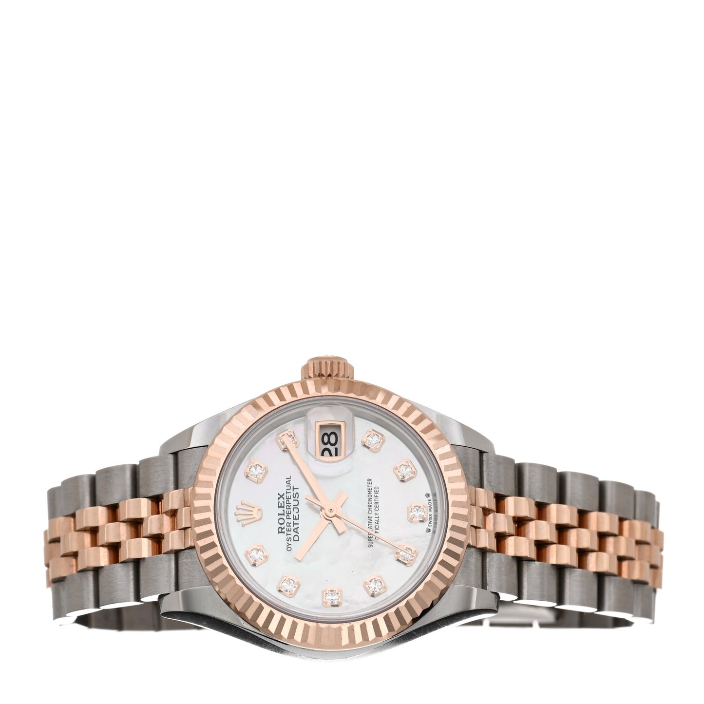 Stainless Steel 18K Everose Gold Diamond Mother of Pearl 28mm Oyster Perpetual Datejust Watch 279171