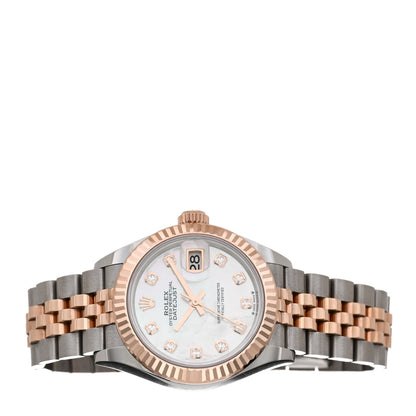 Rolex Stainless Steel 18K Everose Gold Diamond Mother of Pearl 28mm Oyster Perpetual Datejust Watch 279171 2 of 5