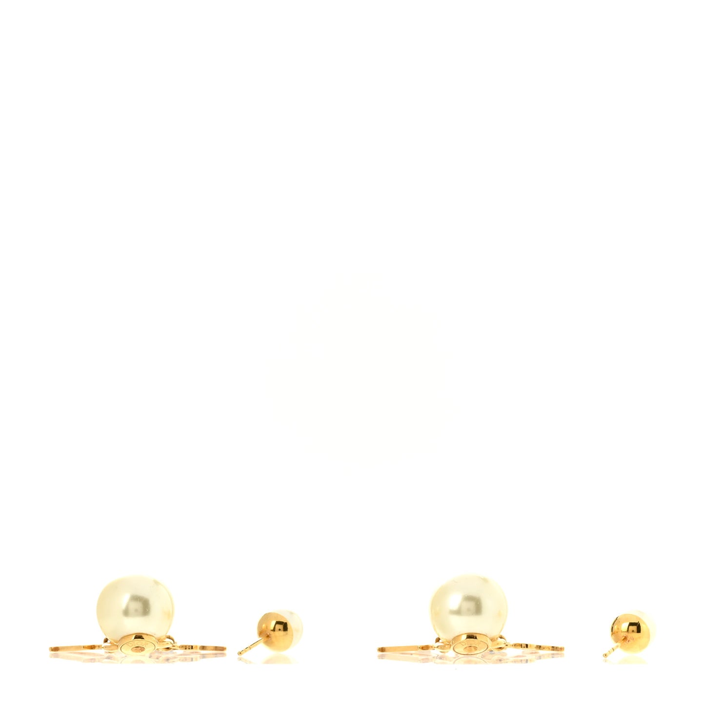Pearl Crystal Tribal Logo Charms Earrings Gold