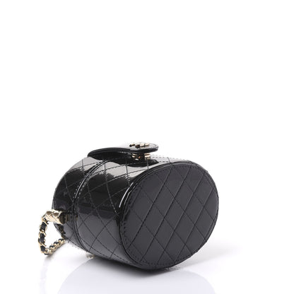 Chanel Patent Quilted Round Small Vanity With Chain Black 3 of 11