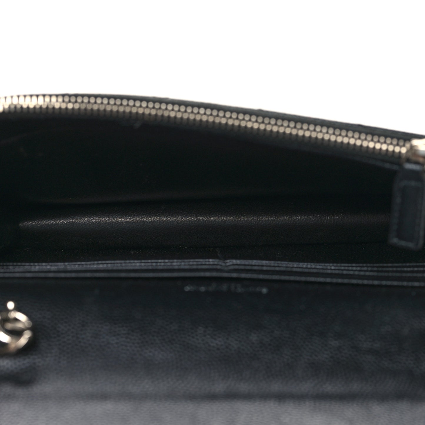 Grain De Poudre Matelasse Chevron Monogram Envelope Chain Wallet Black