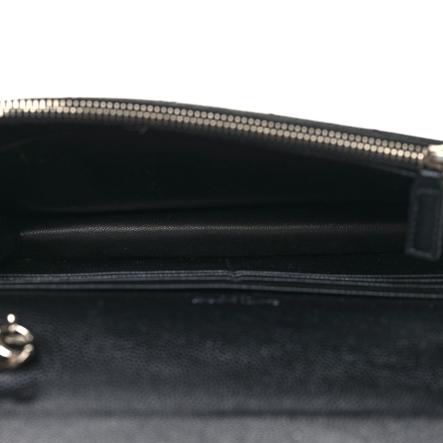 Saint Laurent Grain De Poudre Matelasse Chevron Monogram Envelope Chain Wallet Black 5 of 11