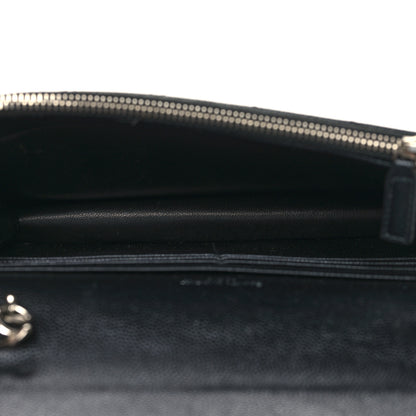 Saint Laurent Grain De Poudre Matelasse Chevron Monogram Envelope Chain Wallet Black 5 of 11