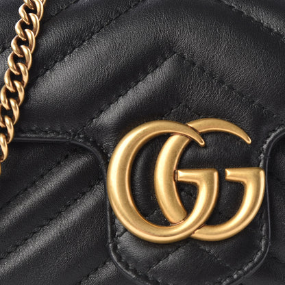 Gucci Calfskin Matelasse Super Mini GG Marmont Shoulder Bag Black 11 of 12
