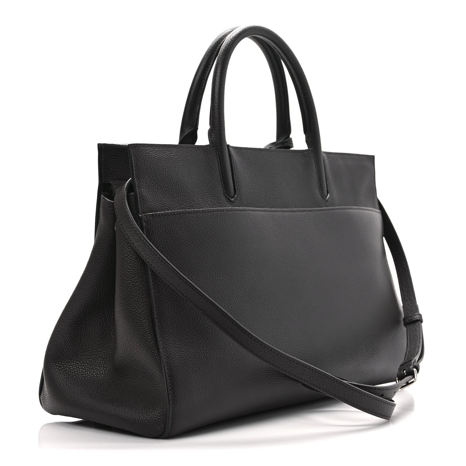 Saint Laurent Grained Calfskin Medium Cabas Rive Gauche Coal 3 of 9