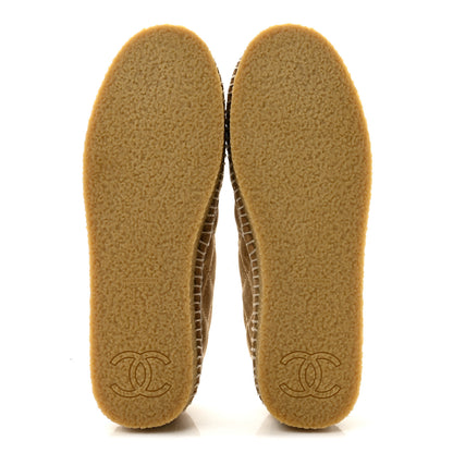 Chanel Suede Quilted CC Espadrilles 37 Beige Black 6 of 9