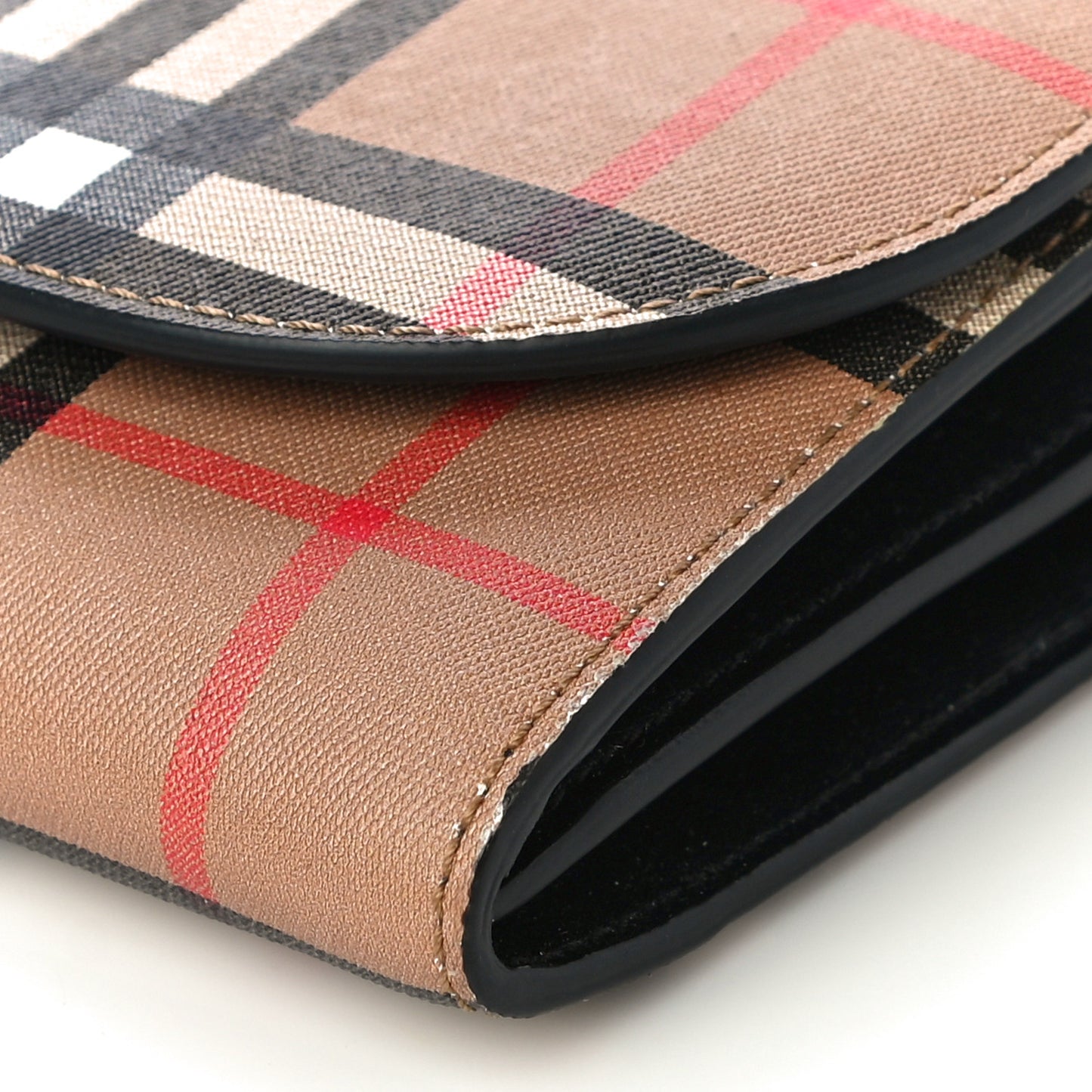Vintage Check Henley Wallet On Chain Black