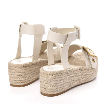 Christian Dior Calfskin D-Dior Espadrille Platform Sandals 37 White 4 of 9