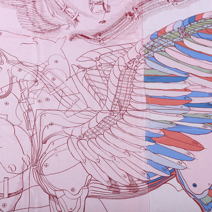 Hermes Silk Le Pegase d'Hermes Cut Wash 140 Scarf 140 Rose Bleu Vert 3 of 6