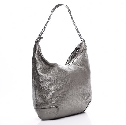 Gucci Metallic Pebbled Calfskin Medium Soho Chain Hobo Silver 3 of 7