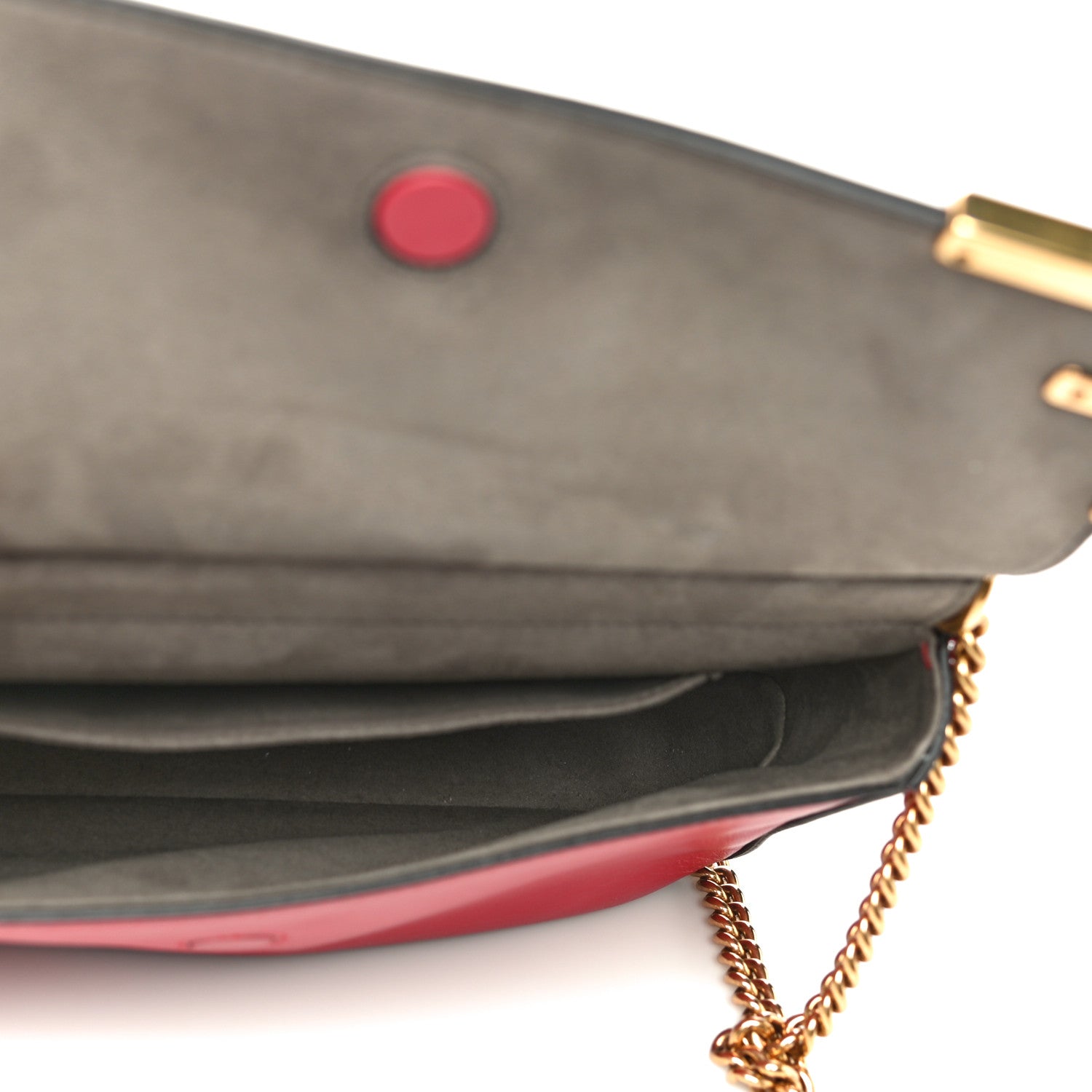 Fendi Vitello Grace Glazed Fabric FF 1974 Double F Shoulder Bag Fragola Mogano Panna 5 of 12