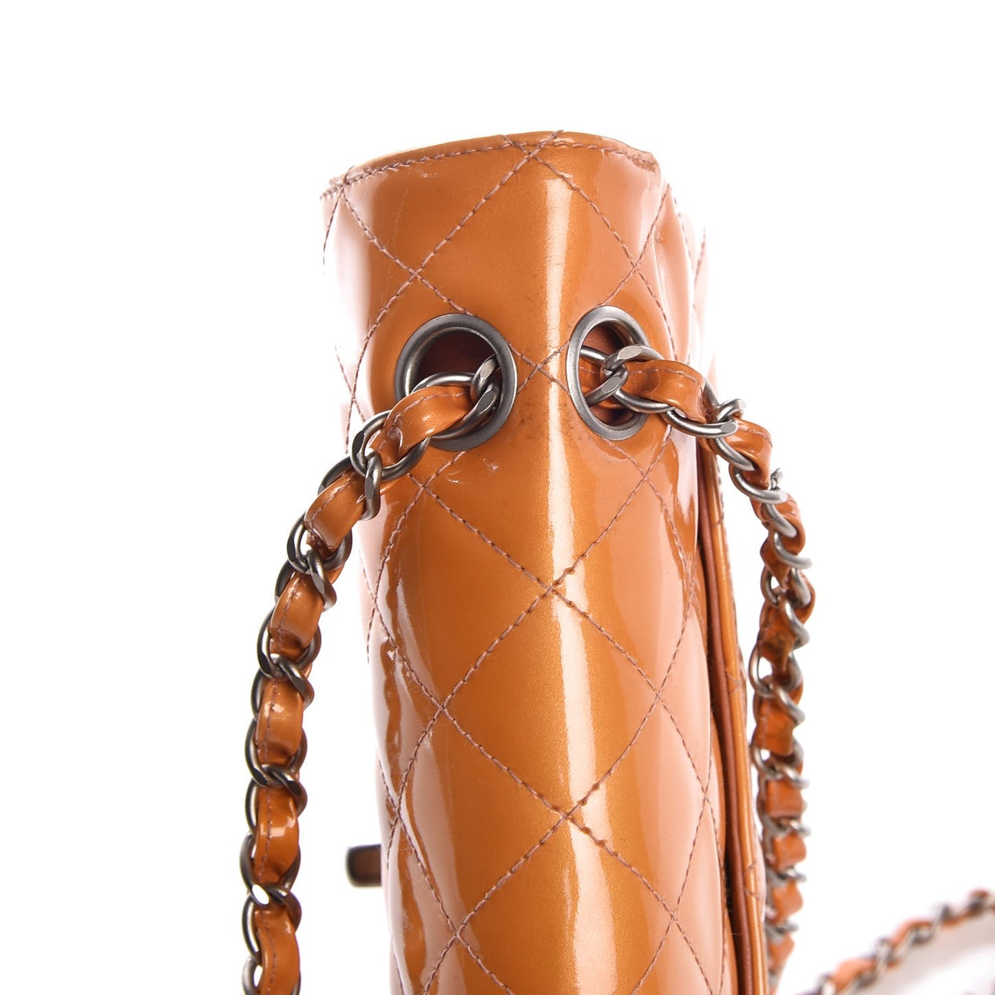 Patent Quilted Small Double Flap Orange