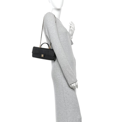 Chanel Calfskin Lizard Embossed Top Handle Clutch With Chain Black 2 of 12