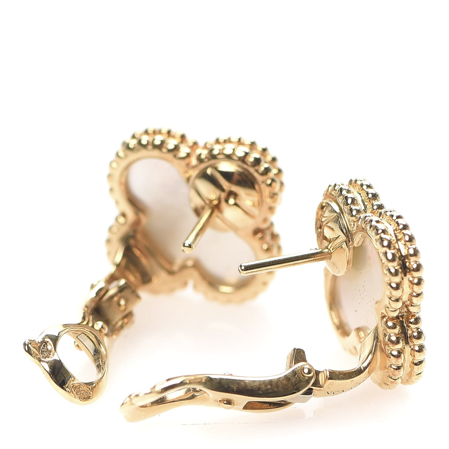 18K Yellow Gold Mother of Pearl Vintage Alhambra Earrings