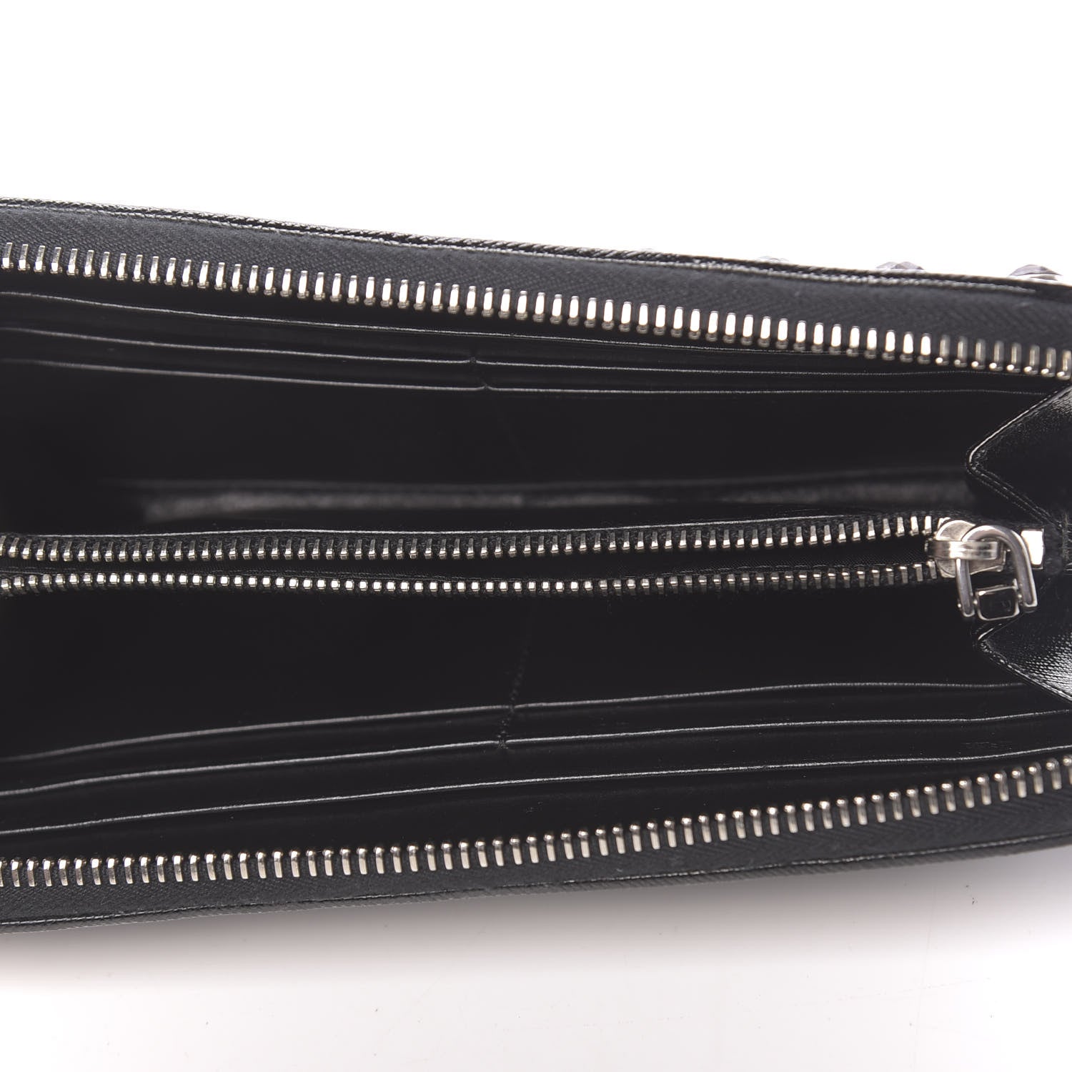Prada Saffiano Vernice Crystal Studded Zip Around Wallet Black 5 of 6