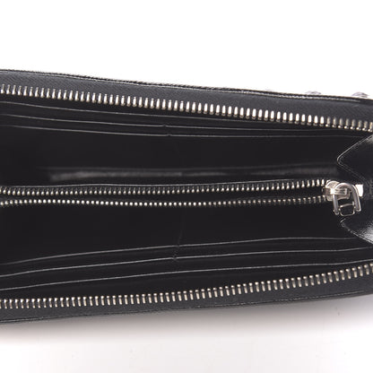 Prada Saffiano Vernice Crystal Studded Zip Around Wallet Black 5 of 6