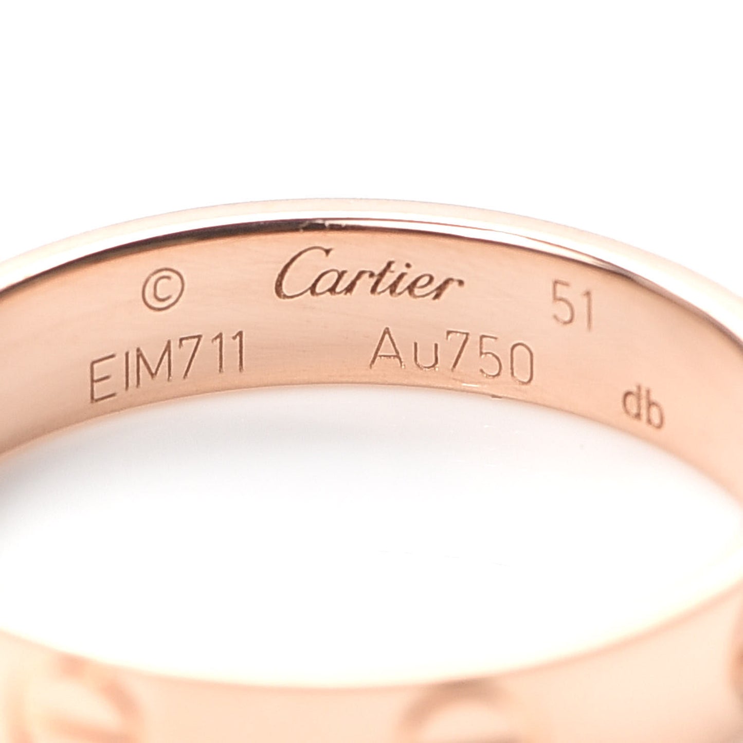 18K Pink Gold 3.5mm LOVE Wedding Band Ring 51 5.75