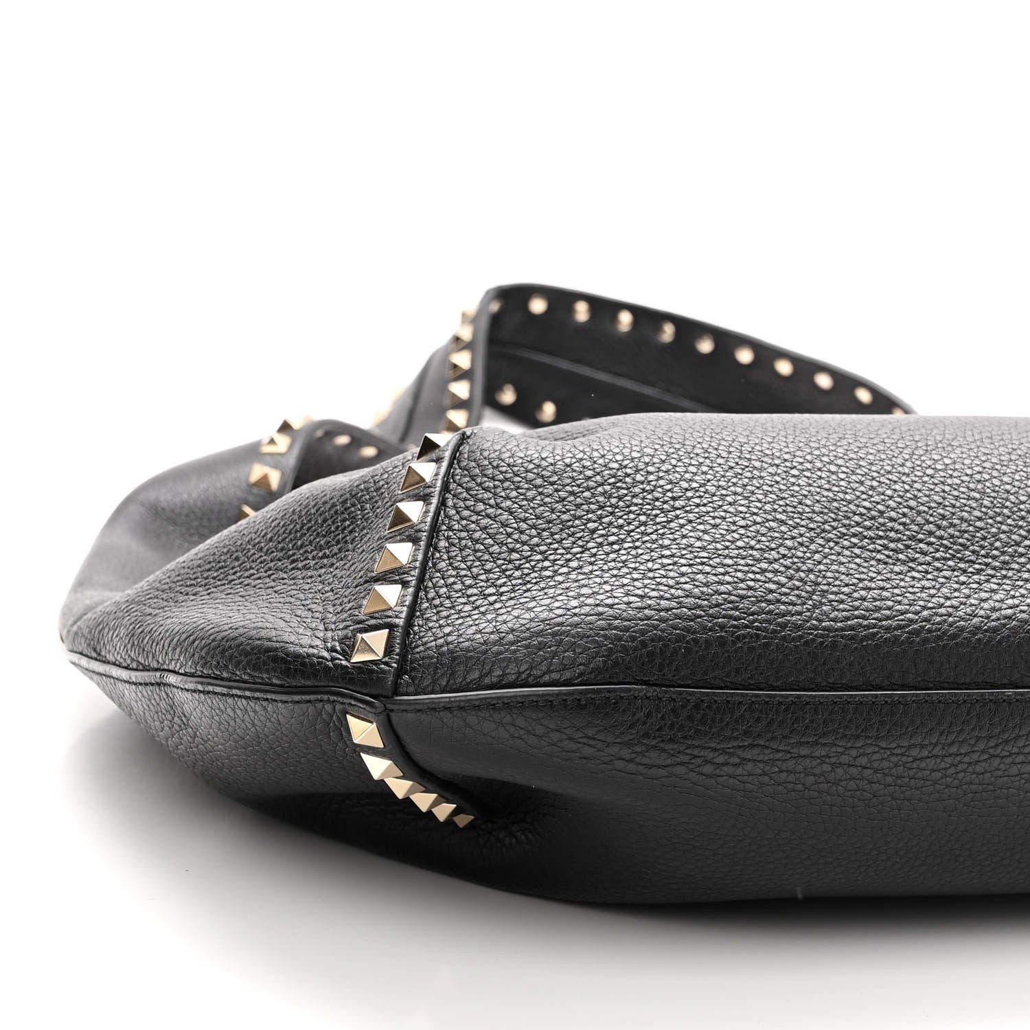 Valentino Garavani Grained Calfskin Large Rockstud Hobo Black 8 of 9