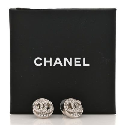 Chanel Crystal CC Round Earrings Silver 5 of 5