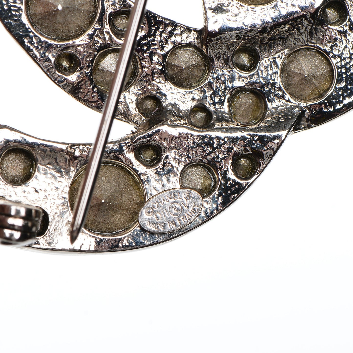 Crystal Large CC Brooch Silver
